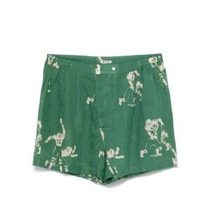 BODE Football Silhouette Boxer Men's Shorts Graphic Print Linen Green L 282402
